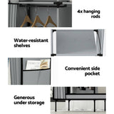 Darrahopens Home & Garden > Storage Artiss Clothes Wardrobe Closet Storage Large Portable Organiser with Shelf Grey