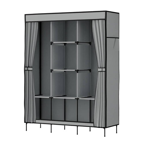 Darrahopens Home & Garden > Storage Artiss Clothes Wardrobe Closet Storage Large Portable Organiser with Shelf Grey