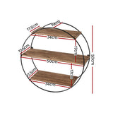 Darrahopens Home & Garden > Storage Artiss Floating Wall Shelves Brackets Round 3 Tiers Display DIY Wall Mount Rack