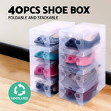 darrahopens Home & Garden > Storage Artiss Set of 40 Clear Shoe Box Transparent Foldable Shoe Storage Stackable Case