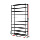 darrahopens Home & Garden > Storage Artiss Shoe Rack 10-Tier (50 Pair) Shoes Organiser DIY Stackable Organizer Storage Shelf Stand Holder Portable Wardrobe Black