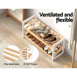 Darrahopens Home & Garden > Storage Artiss Shoe Rack Wooden Storage 2 Tier Tilted Shelves Stand Organizer Kara