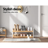 Darrahopens Home & Garden > Storage Artiss Shoe Rack Wooden Storage 2 Tier Tilted Shelves Stand Organizer Kara