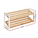 Darrahopens Home & Garden > Storage Artiss Shoe Rack Wooden Storage 2 Tier Tilted Shelves Stand Organizer Kara