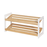 Darrahopens Home & Garden > Storage Artiss Shoe Rack Wooden Storage 2 Tier Tilted Shelves Stand Organizer Kara