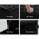 darrahopens Home & Garden > Storage Artiss Storage Ottoman Blanket Box Black LARGE Leather Rest Chest Toy Foot Stool