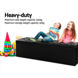 darrahopens Home & Garden > Storage Artiss Storage Ottoman Blanket Box Black LARGE Leather Rest Chest Toy Foot Stool
