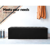 darrahopens Home & Garden > Storage Artiss Storage Ottoman Blanket Box Black LARGE Leather Rest Chest Toy Foot Stool