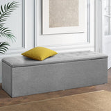 darrahopens Home & Garden > Storage Artiss Storage Ottoman Blanket Box Grey LARGE Fabric Rest Chest Toy Foot Stool