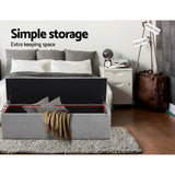 darrahopens Home & Garden > Storage Artiss Storage Ottoman Blanket Box Grey LARGE Fabric Rest Chest Toy Foot Stool