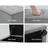 darrahopens Home & Garden > Storage Artiss Storage Ottoman Blanket Box Grey LARGE Fabric Rest Chest Toy Foot Stool
