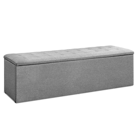 darrahopens Home & Garden > Storage Artiss Storage Ottoman Blanket Box Grey LARGE Fabric Rest Chest Toy Foot Stool