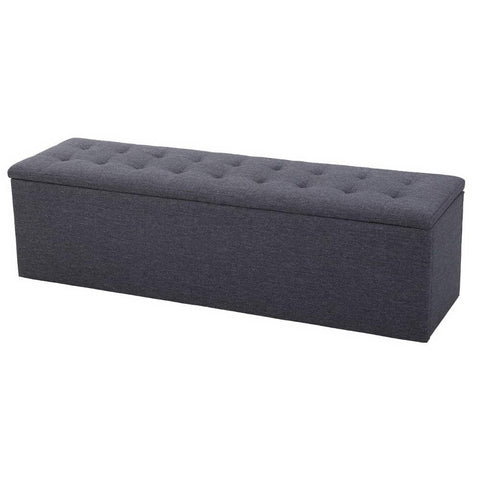 darrahopens Home & Garden > Storage Artiss Storage Ottoman Blanket Box Linen Foot Stool Rest Chest Couch Grey