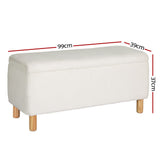 Darrahopens Home & Garden > Storage Artiss Storage Ottoman Blanket Box Teddy Fabric Chest Toy Foot Stool Couch White