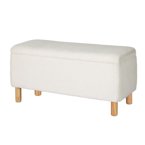 Darrahopens Home & Garden > Storage Artiss Storage Ottoman Blanket Box Teddy Fabric Chest Toy Foot Stool Couch White