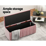 Darrahopens Home & Garden > Storage Artiss Storage Ottoman Blanket Box Velvet Chest Toy Foot Stool Couch Bed Pink