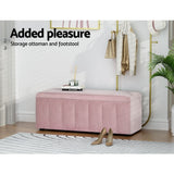 Darrahopens Home & Garden > Storage Artiss Storage Ottoman Blanket Box Velvet Chest Toy Foot Stool Couch Bed Pink