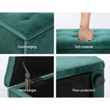 darrahopens Home & Garden > Storage Artiss Storage Ottoman Blanket Box Velvet Foot Stool Rest Chest Couch Green
