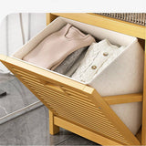 darrahopens Home & Garden > Storage Bamboo 2-in-1 Laundry Hamper Side Table with 2 Shelves and Clothes Basket