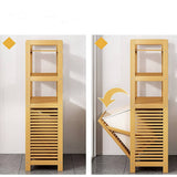 darrahopens Home & Garden > Storage Bamboo 2-in-1 Laundry Hamper Side Table with 2 Shelves and Clothes Basket