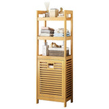darrahopens Home & Garden > Storage Bamboo 2-in-1 Laundry Hamper Side Table with 2 Shelves and Clothes Basket