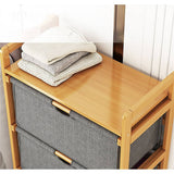 darrahopens Home & Garden > Storage Bamboo Shelf with Storage Hamper - Wooden Bamboo Removable Bags