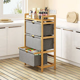 darrahopens Home & Garden > Storage Bamboo Shelf with Storage Hamper - Wooden Bamboo Removable Bags