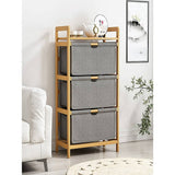 darrahopens Home & Garden > Storage Bamboo Shelf with Storage Hamper - Wooden Bamboo Removable Bags