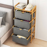 darrahopens Home & Garden > Storage Bamboo Shelf with Storage Hamper - Wooden Bamboo Removable Bags
