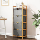 darrahopens Home & Garden > Storage Bamboo Shelf with Storage Hamper - Wooden Bamboo Removable Bags