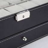 Darrahopens Home & Garden > Storage Black Leather Watch Box Jewelry Display Case with Drawers (12 Slots with 2 Layers)