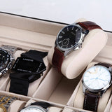 Darrahopens Home & Garden > Storage Black PU Leather Watch Organizer Display Storage Box Cases for Men & Women (12 slots)