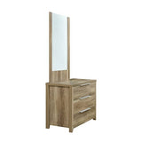 darrahopens Home & Garden > Storage Dresser with 3 Storage Drawers in Natural Wood like MDF in Oak Colour with Mirror