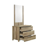 darrahopens Home & Garden > Storage Dresser with 3 Storage Drawers in Natural Wood like MDF in Oak Colour with Mirror