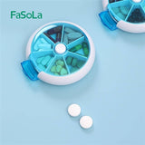 Darrahopens Home & Garden > Storage Fasola Rotating Seven-compartment Pill Box* Blue  9*2.5cm