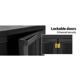 darrahopens Home & Garden > Storage Gardeon Outdoor Storage Cabinet Cupboard Lockable Garden Sheds Adjustable Black
