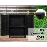 darrahopens Home & Garden > Storage Gardeon Outdoor Storage Cabinet Cupboard Lockable Garden Sheds Adjustable Black