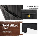 darrahopens Home & Garden > Storage Gardeon Outdoor Storage Cabinet Lockable Tall Garden Sheds Garage Adjustable Black 173CM