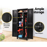 darrahopens Home & Garden > Storage Gardeon Outdoor Storage Cabinet Lockable Tall Garden Sheds Garage Adjustable Black 173CM