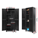 darrahopens Home & Garden > Storage Gardeon Outdoor Storage Cabinet Lockable Tall Garden Sheds Garage Adjustable Black 173CM