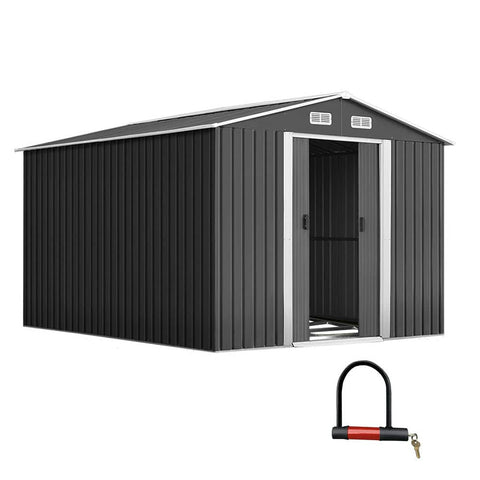 darrahopens Home & Garden > Storage Giantz Garden Shed Outdoor Storage Sheds 2.6x3.9x2M Workshop Metal Base Grey