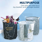 Darrahopens Home & Garden > Storage GOMINIMO Laundry Basket Round Foldable White Black Marble GO-LB-105-YX
