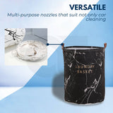 Darrahopens Home & Garden > Storage GOMINIMO Laundry Basket Round Foldable White Black Marble GO-LB-105-YX