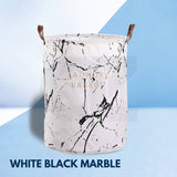 Darrahopens Home & Garden > Storage GOMINIMO Laundry Basket Round Foldable White Black Marble GO-LB-105-YX