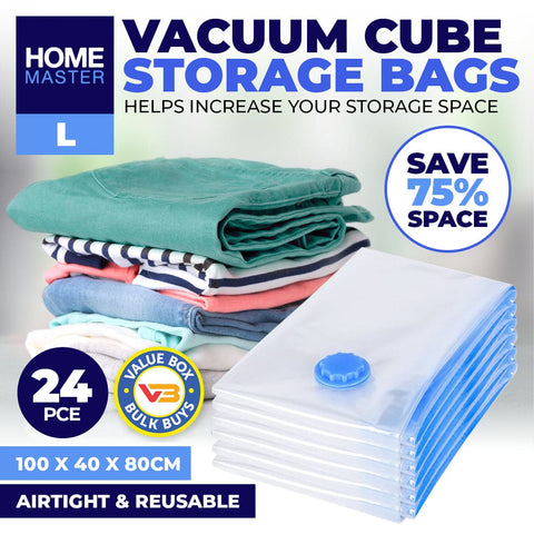 Darrahopens Home & Garden > Storage Home Master 24PCE Vacuum Storage Bags Large Re-Usable Space Saver 80 x 100cm