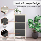 Darrahopens Home & Garden > Storage Home Master 3 Drawer Pine Wood Storage Chest Grey Fabric Baskets 37 x 80cm