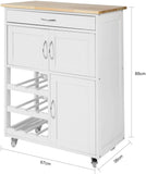 darrahopens Home & Garden > Storage Kitchen Trolley with Wine Racks, Portable Workbench and Serving Cart for Bar or Dining