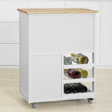 darrahopens Home & Garden > Storage Kitchen Trolley with Wine Racks, Portable Workbench and Serving Cart for Bar or Dining