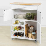 darrahopens Home & Garden > Storage Kitchen Trolley with Wine Racks, Portable Workbench and Serving Cart for Bar or Dining