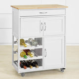 darrahopens Home & Garden > Storage Kitchen Trolley with Wine Racks, Portable Workbench and Serving Cart for Bar or Dining